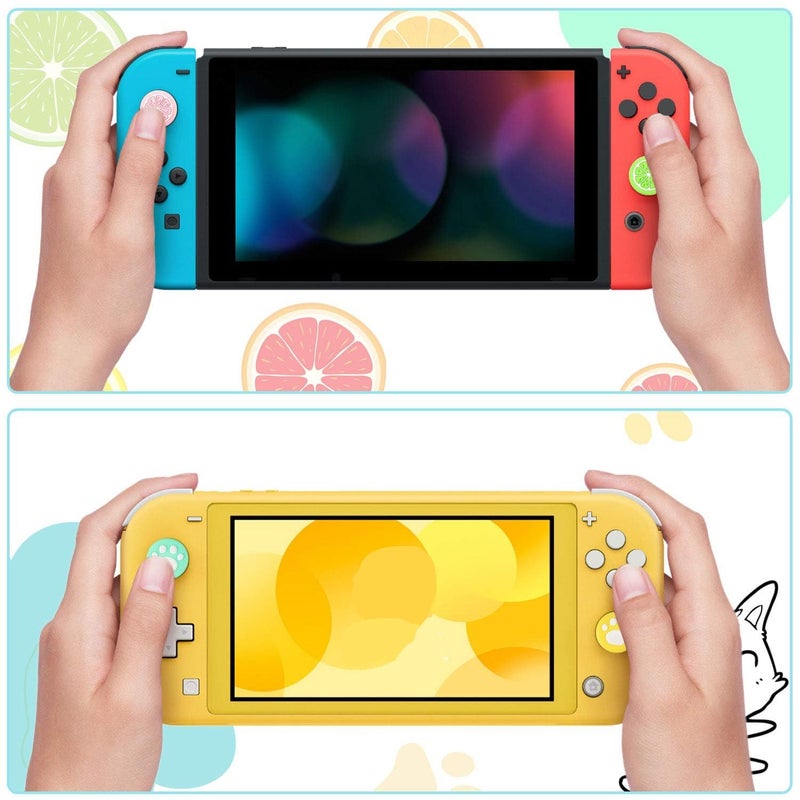 Sumind 24 Pieces Replacement Soft Silicone Cat Paw Flower and Fruit Lemon Design Thumb Grip Caps Analog Stick Cover Joystick Cap Luminous Cover Compatible with Nintendo Switch/Switch Lite Controller - Image 4